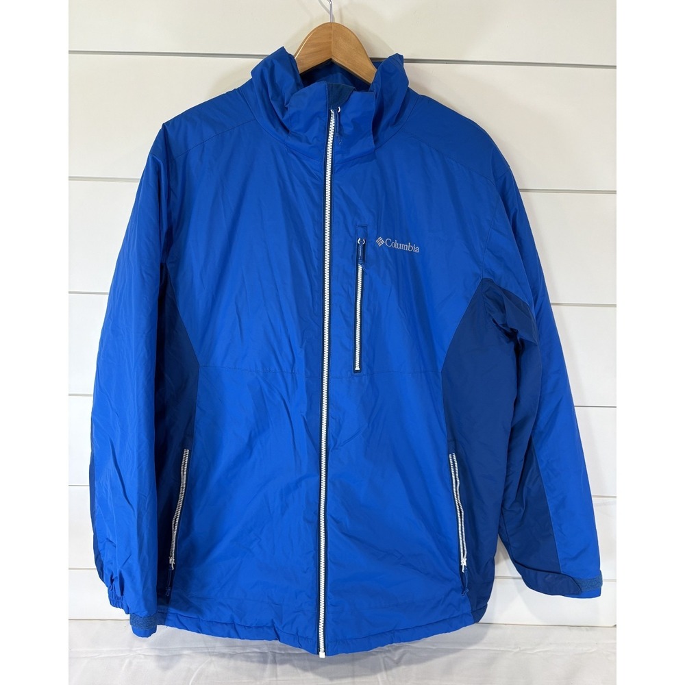 Columbia Sportswear Mens Coat Jacket Waterproof Full Zip Pockets Blue Size Large
